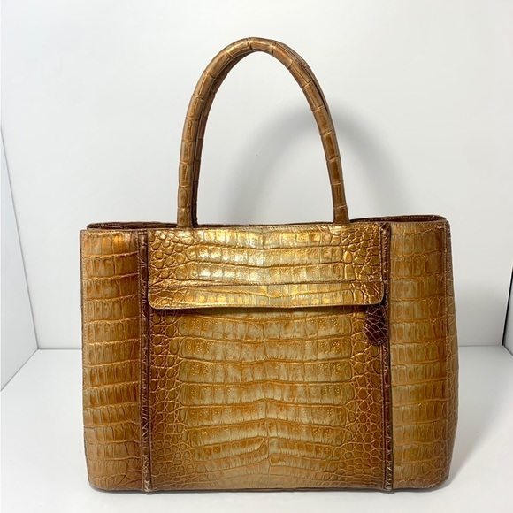 Nancy Gonzalez Handbags - ✨Gorgeous Gold Crocodile Nancy Gonzalez Tote ✨